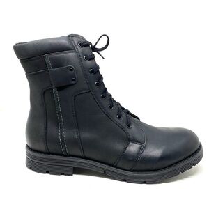 V Italia Men’s Black Leather Lace Up Moto Boots style 205